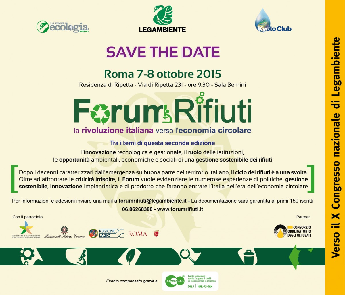 il save the date di Forum Rifiuti 2015