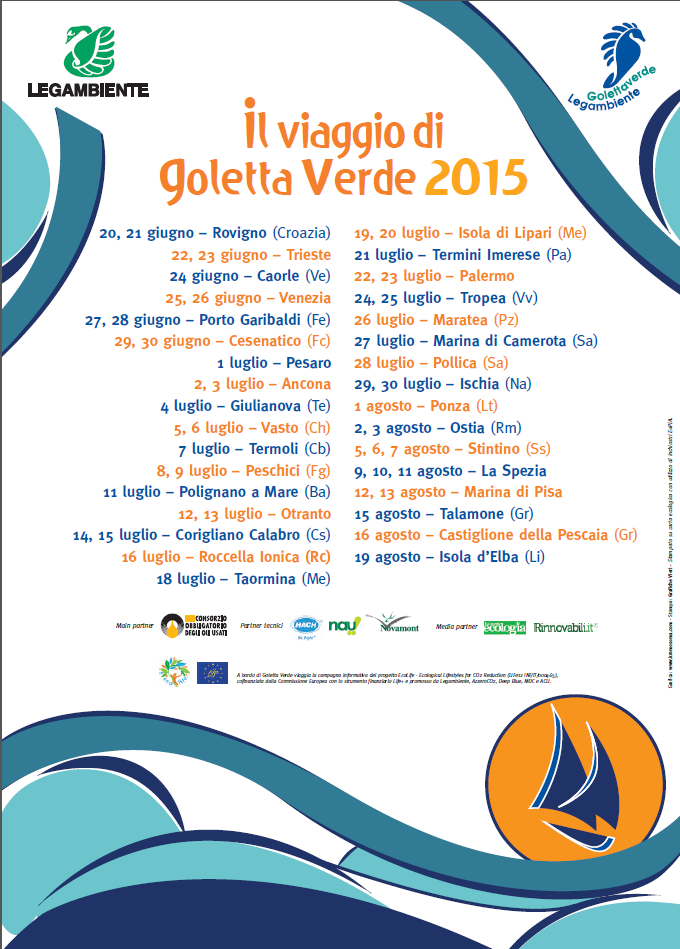L'itinerario di Goletta Verde 2015
